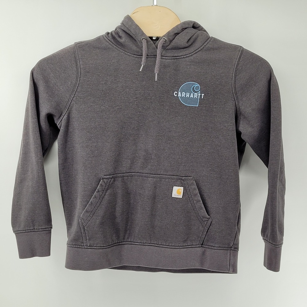 Carhartt Rain Defender Hoodie Kids Medium 8-10 Gray Relaxed Fit TS6172-W